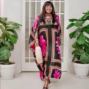 Beautiful prints pink maxi dress